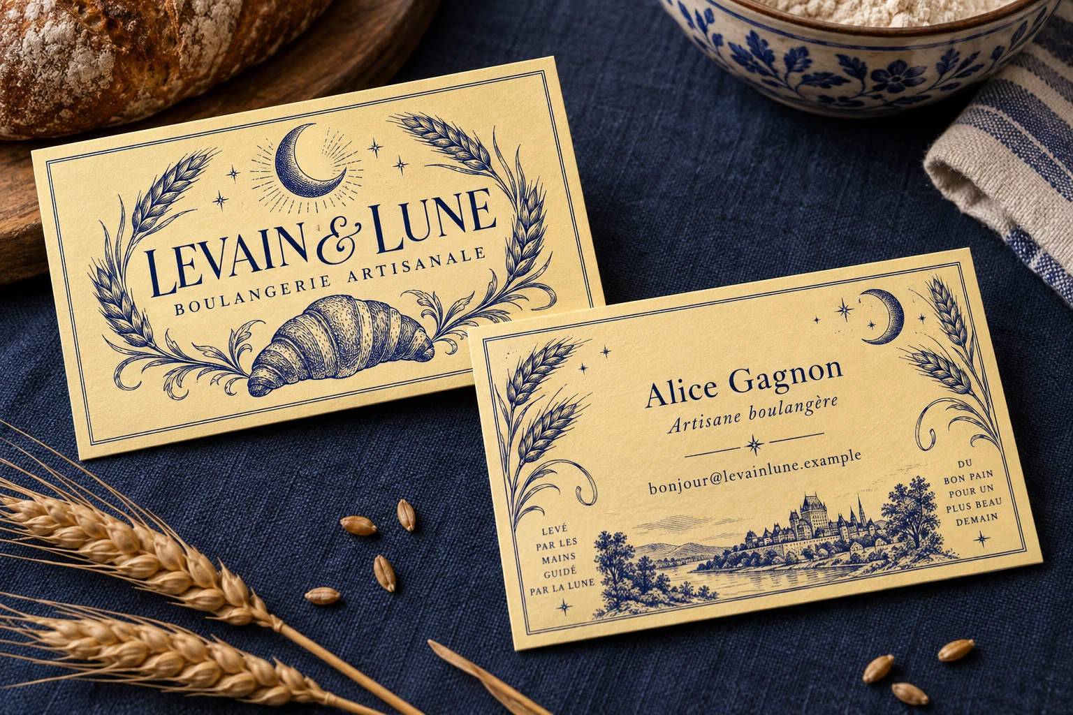 Levain & Lune coordinated front and back business-card concept