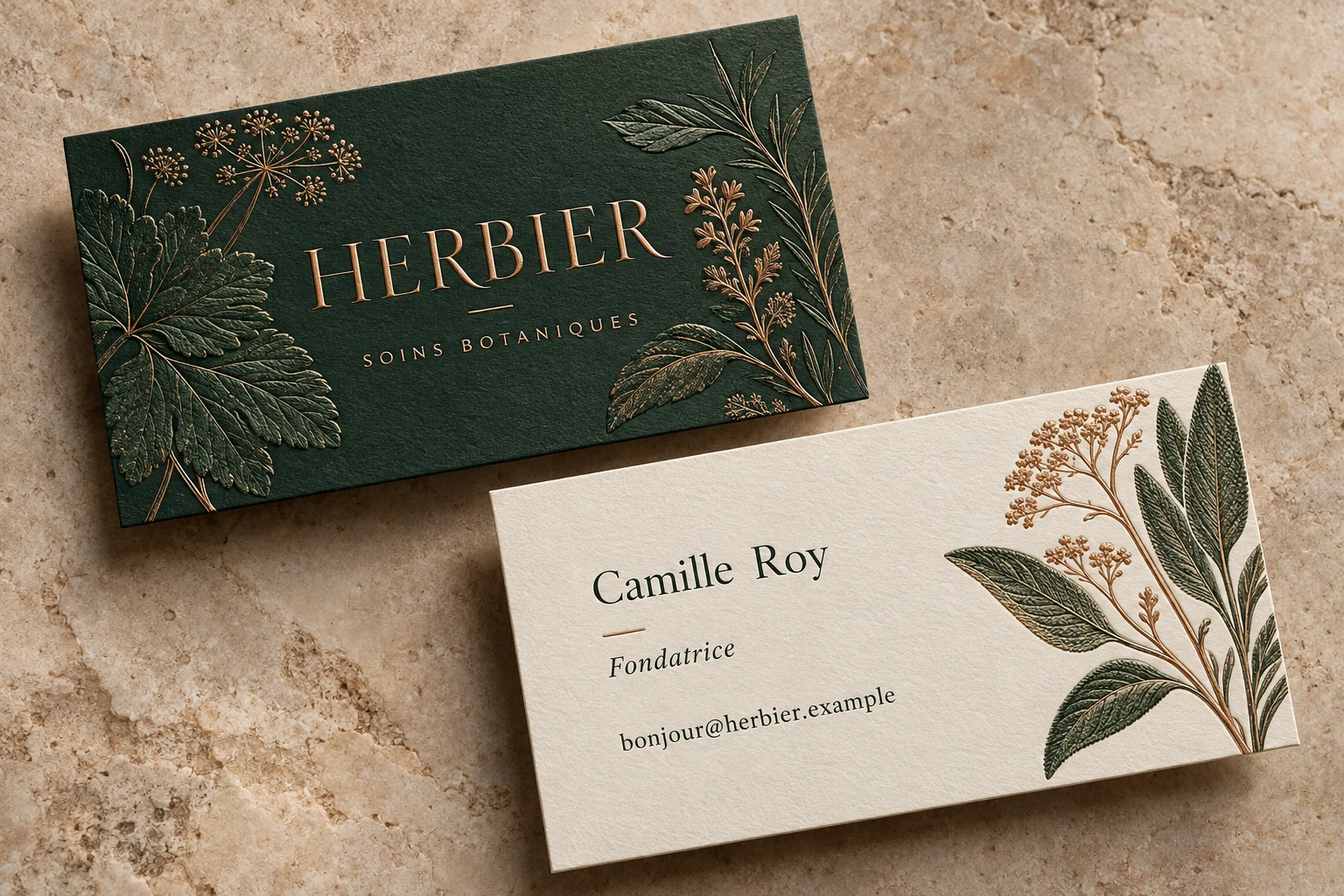 Herbier coordinated front and back business-card concept