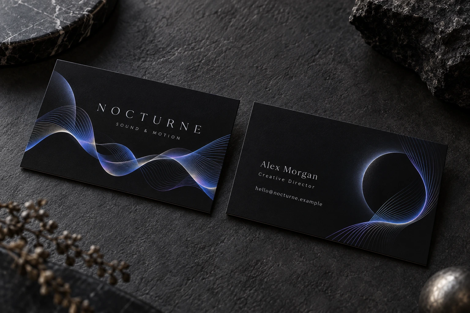 Nocturne coordinated front and back business-card concept