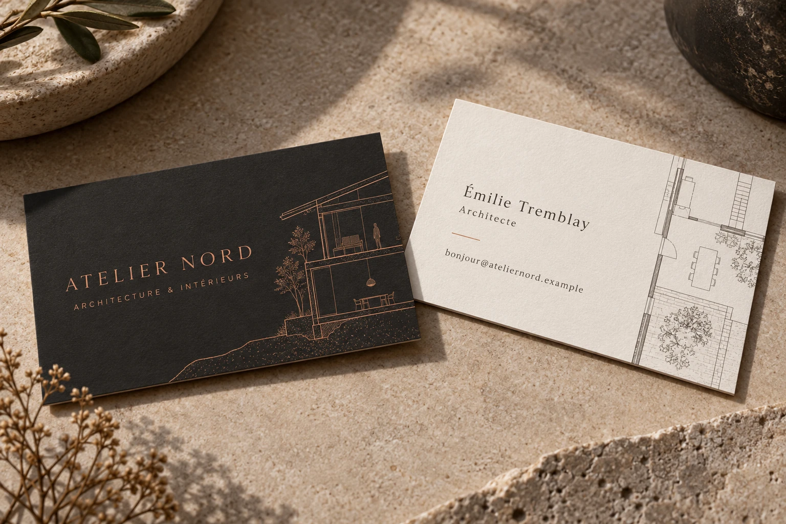 Atelier Nord coordinated front and back business-card concept